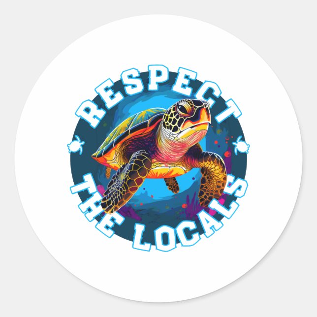 Sticker Rond Tortue - respectez les locaux (Devant)