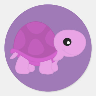 Sticker Rond Tortue rose