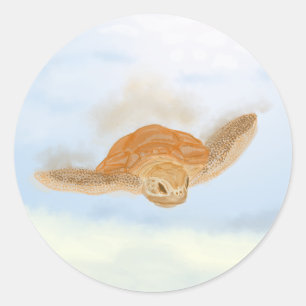 Sticker Rond Tortue sous l'eau.