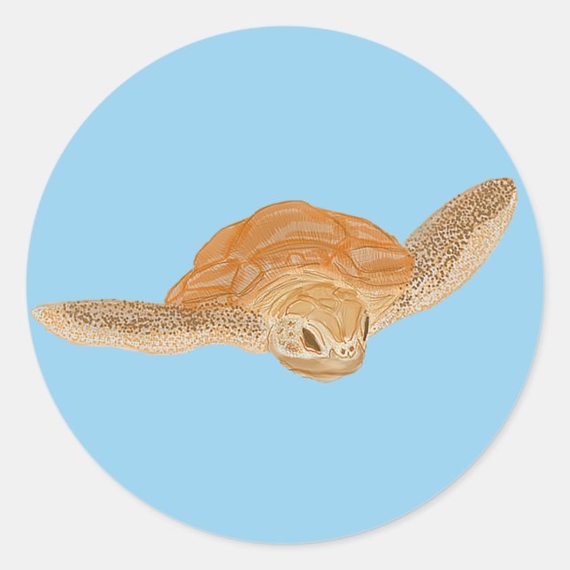 Sticker Rond Tortue sous l'eau - transparente. (Devant)