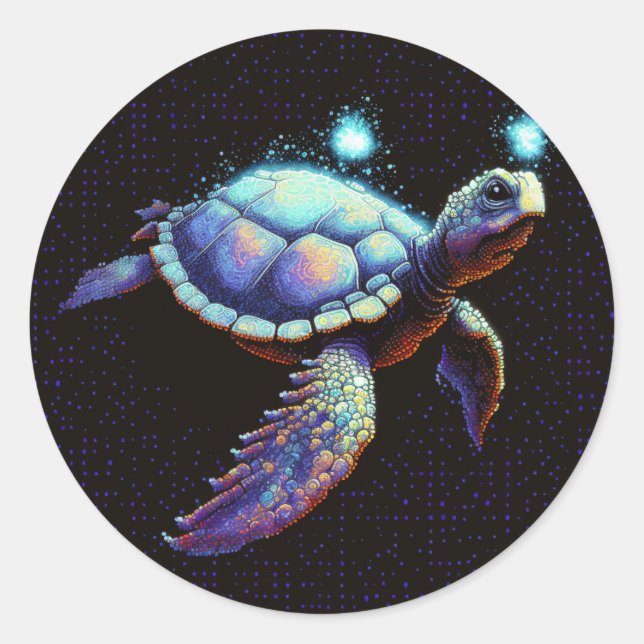 Sticker Rond Tortue spatiale (Devant)
