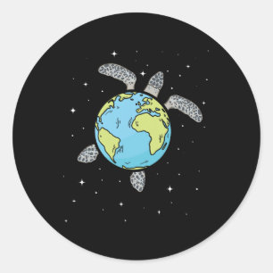 Sticker Rond Tortue Terre Tortue Jour des terres Tortue Planète