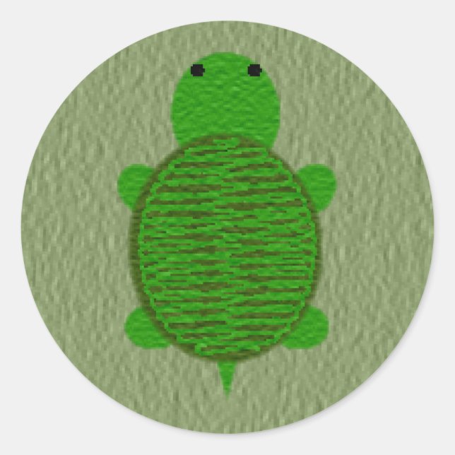 Sticker Rond Tortue texturée à fils adorable (Devant)