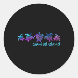 Sticker Rond Tortue tribale de l'île de Sanibel