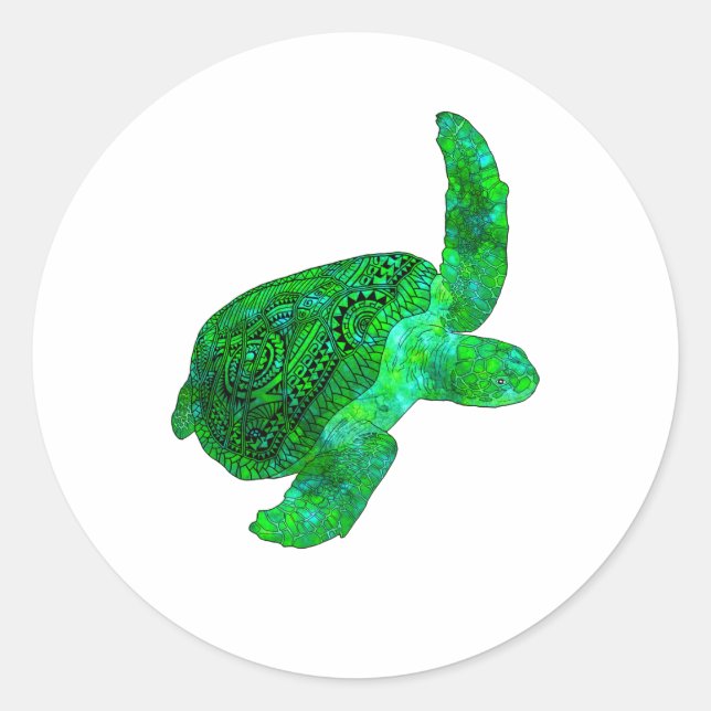 Sticker Rond Tortue verte (Devant)