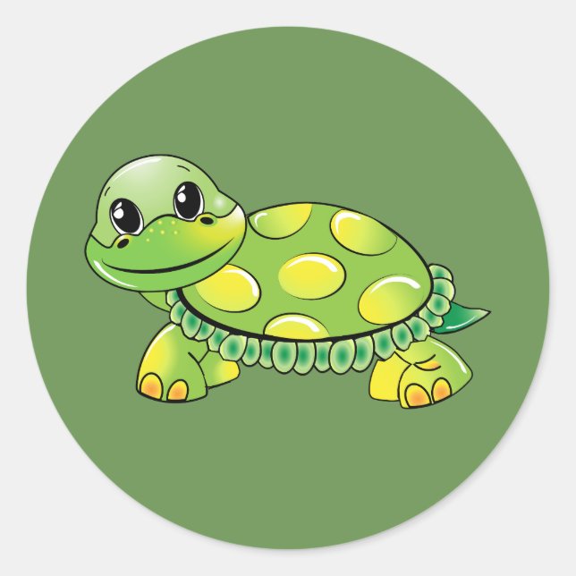 Sticker Rond Tortue verte (Devant)