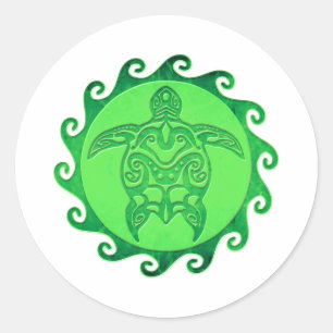Sticker Rond Tortue verte