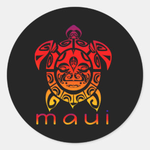 Sticker Rond Tortue Vive de Mer d'Hawaii