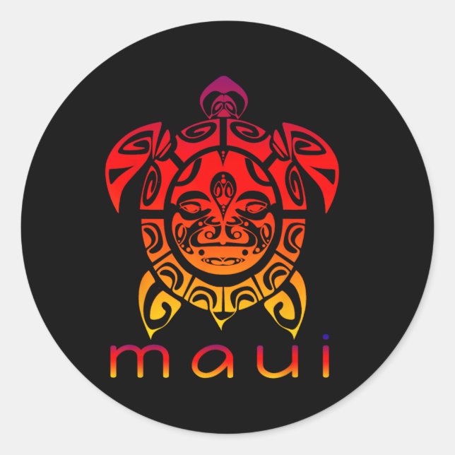Sticker Rond Tortue Vive de Mer d'Hawaii  (Devant)