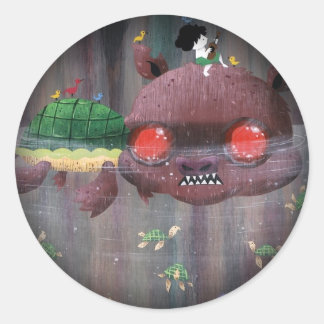Sticker Rond Tortue vive - fanez-vous pour noircir