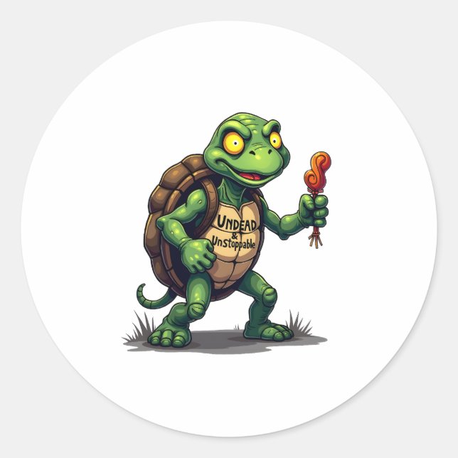 Sticker Rond Tortue zombie (Devant)