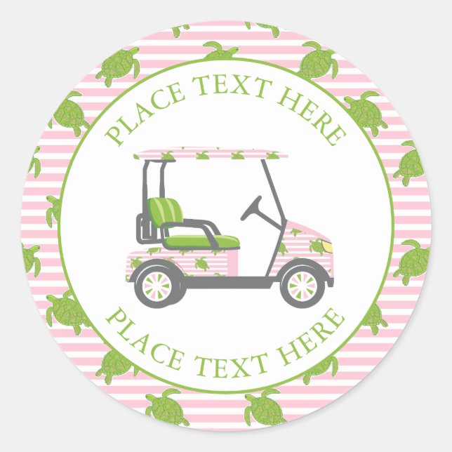 Sticker Rond Tortues Chic Golf Cart (Devant)