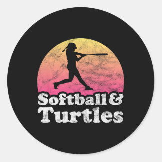 Sticker Rond Tortues Douces Et Femmes Ou Filles Tortue