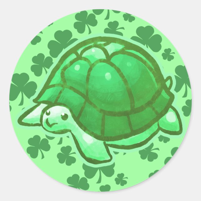 Sticker Rond Tortues vertes Lucky (Devant)