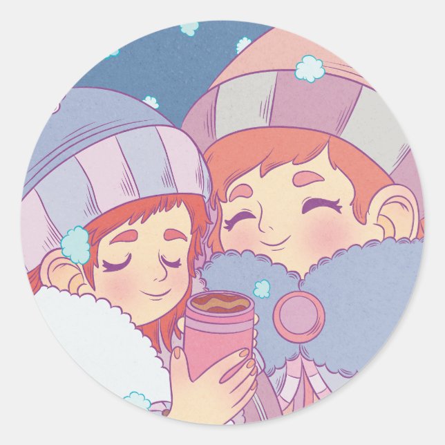 Sticker Rond Tôt le matin en hiver (Devant)