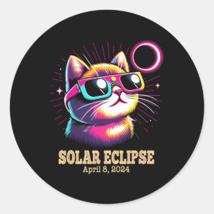 Sticker Rond Total Chat Éclipse Solaire 8 avril