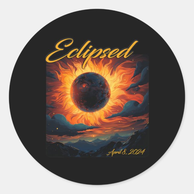 Sticker Rond Total de l'éclipse solaire 2024 Sun Moon (Devant)