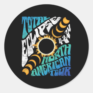 Sticker Rond Total Eclipse 2024 Retro Super Nord-Américain Tou