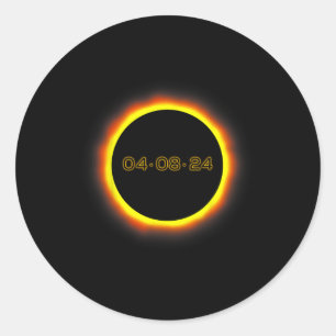 Sticker Rond Total Éclipse Solaire 04.08.2024 Totalité 1