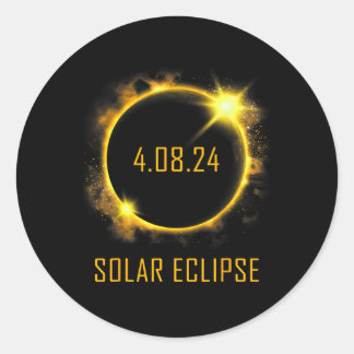 Sticker Rond Total Éclipse solaire 2024 04.08.24