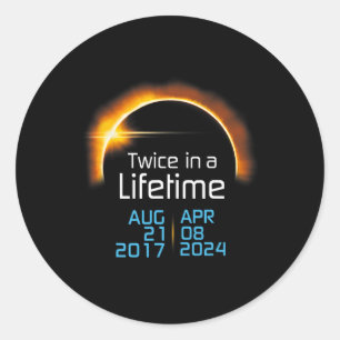 Sticker Rond Total Éclipse Solaire 2024 2017 Totalité Deux Fois