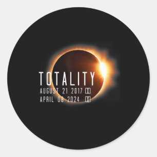 Sticker Rond Total Éclipse Solaire 2024 2017 Totalité Deux Fois