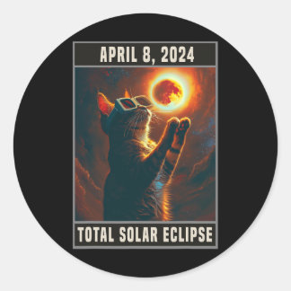 Sticker Rond Total Éclipse Solaire 2024 Avril 8 Hommes Femmes