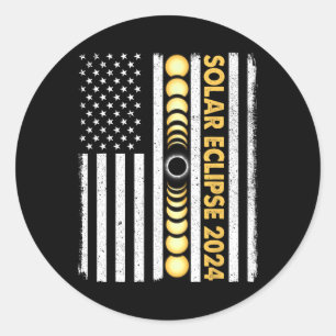 Sticker Rond Total Éclipse Solaire 2024 Phases Totalité Amériqu