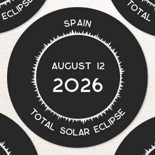 Sticker Rond Total Éclipse Solaire 2026 Espagne