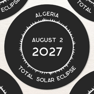 Sticker Rond Total Éclipse Solaire 2027 Algérie