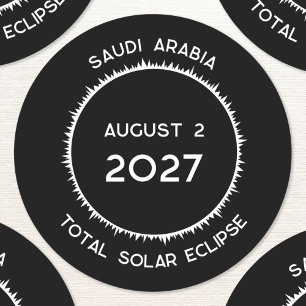 Sticker Rond Total Éclipse Solaire 2027 Arabie Saoudite