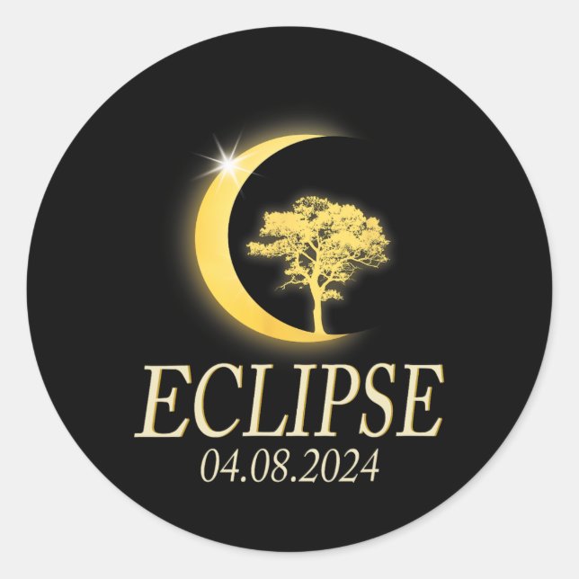 Sticker Rond Total Éclipse Solaire 8 avril 2024 Eclipse (Devant)