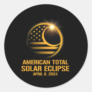 Sticker Rond Total Éclipse Solaire 8 avril 2024 Totalité Astron