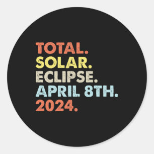 Sticker Rond Total Éclipse Solaire 8 avril 2024 Totalité Astron