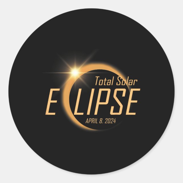 Sticker Rond Total Éclipse Solaire 8 avril 2024 Totalité Astron (Devant)