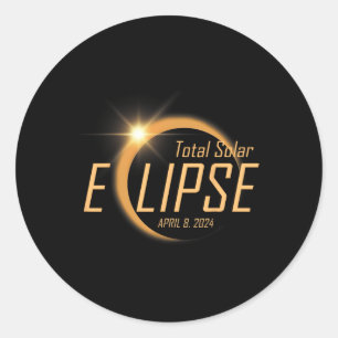Sticker Rond Total Éclipse Solaire 8 avril 2024 Totalité Astron