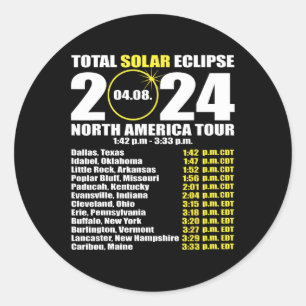 Sticker Rond Total Éclipse Solaire 8 Avril Chemin De L'Éclipse
