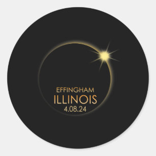 Sticker Rond Total Éclipse Solaire À Effingham Illinois 2024 To