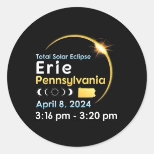 Sticker Rond Total Éclipse Solaire À Erie Pennsylvanie En Avril