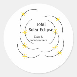 Sticker Rond Total éclipse solaire ajouter la date emplacement