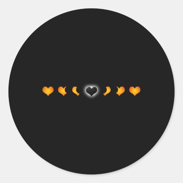 Sticker Rond Total Éclipse Solaire (du Coeur) T Chemise (Devant)