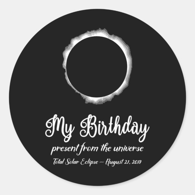 Sticker Rond Total Éclipse Solaire Été Août 21 Anniversaire Pré (Devant)