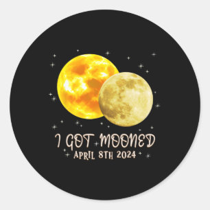 Sticker Rond Total Éclipse Solaire J'Ai Été Mooné Avril 8 2024