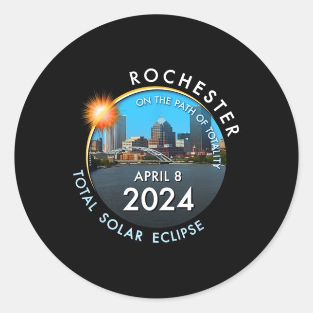 Sticker Rond Total Éclipse Solaire Rochester New York 26 (Devant)