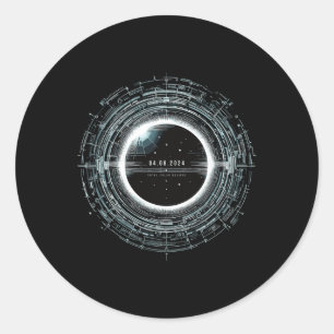 Sticker Rond Total Éclipse Solaire S Avril 2024 Totalité S Usa