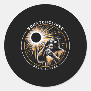 Sticker Rond Total Éclipse Solaire Squatchclipse Bigfoot Sasqua