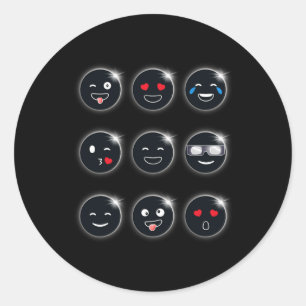 Sticker Rond Total Solaire Eclipse 04.08.2024 Silly Faces Fun B