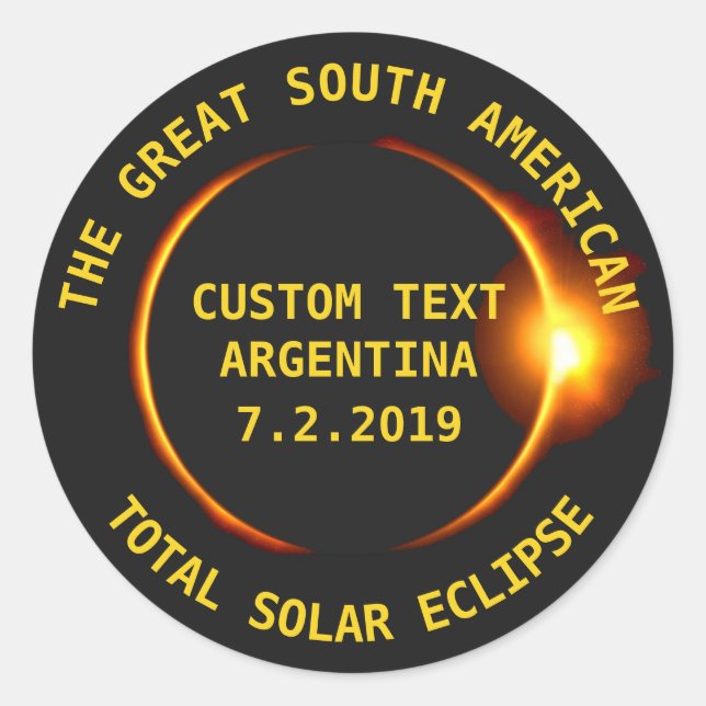 Sticker Rond Total Solaire Eclipse 2019 Argentine, Amérique du  (Devant)