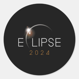 Sticker Rond Total Solaire Eclipse 2024 Amérique Totalité 8 avr