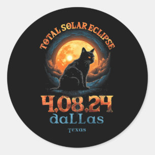 Sticker Rond Total Solaire Eclipse 2024 Dallas Texas